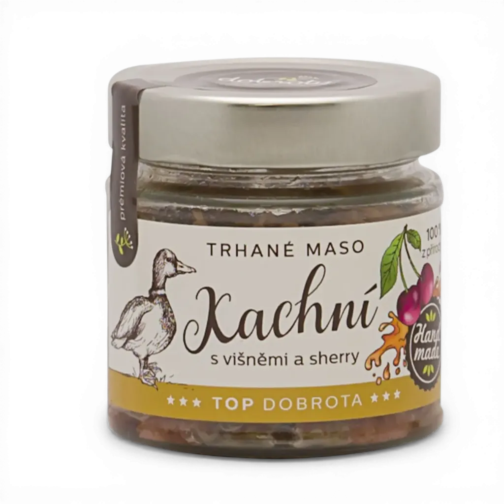 [301024] Dobroty z přírody - Trhané kachní maso s višněmi a sherry 140g