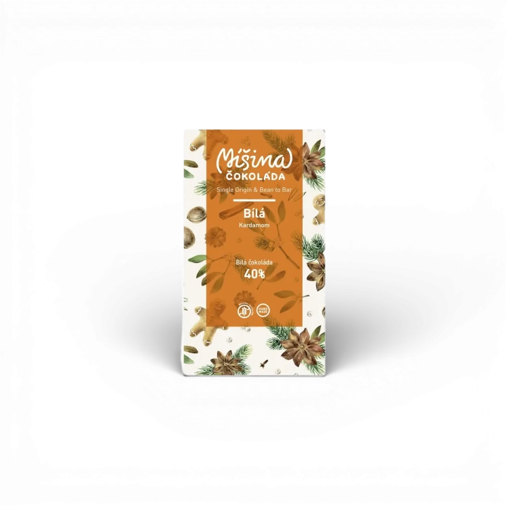 Míšina čokoláda - Bílá čokoláda 40% s kardamomem 50g