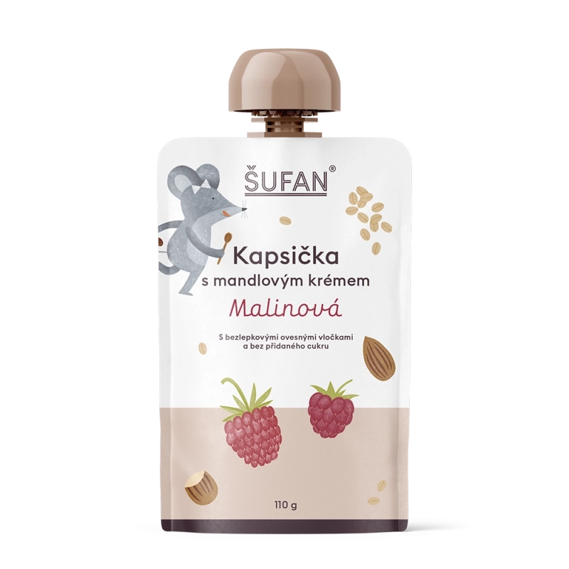 Šufan - Kapsička s mandlovým krémem, malinová 110g