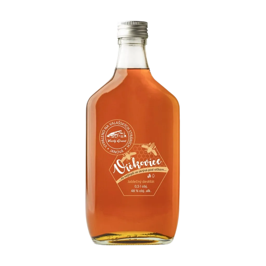 Veselý Grunt - Slivovice, víčkovice jablková 48% 0,5l