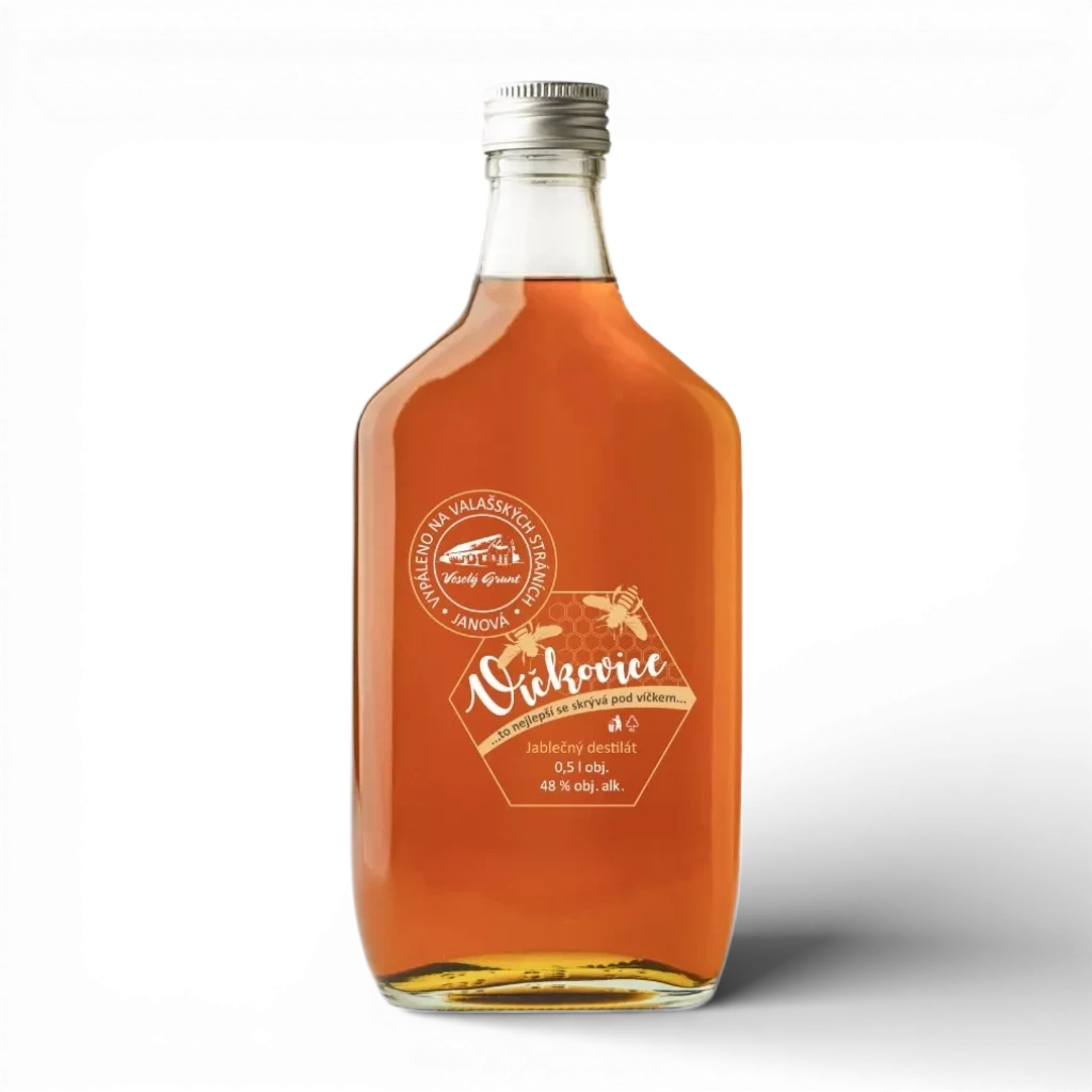 Veselý Grunt - Slivovice, víčkovice jablková 48% 0,5l