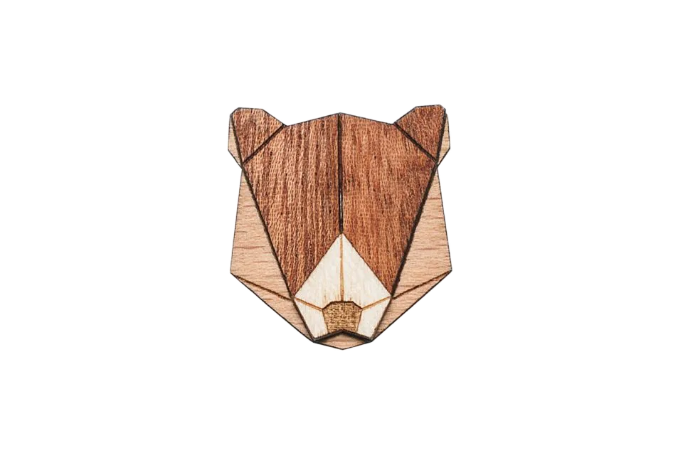 [1393898258126790] BeWooden - Dřevěná brož medvěd