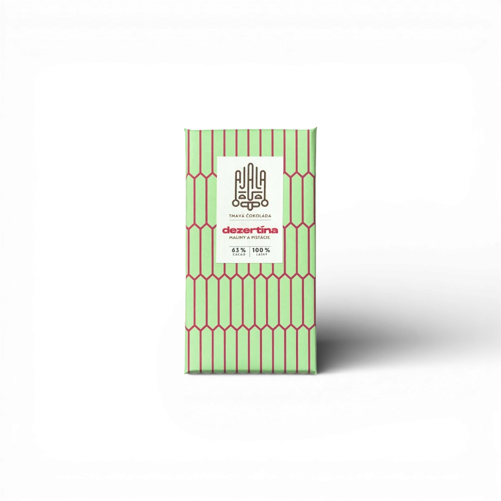 Ajala Chocolate - Maliny & pistácie Dezertína 63% 45g