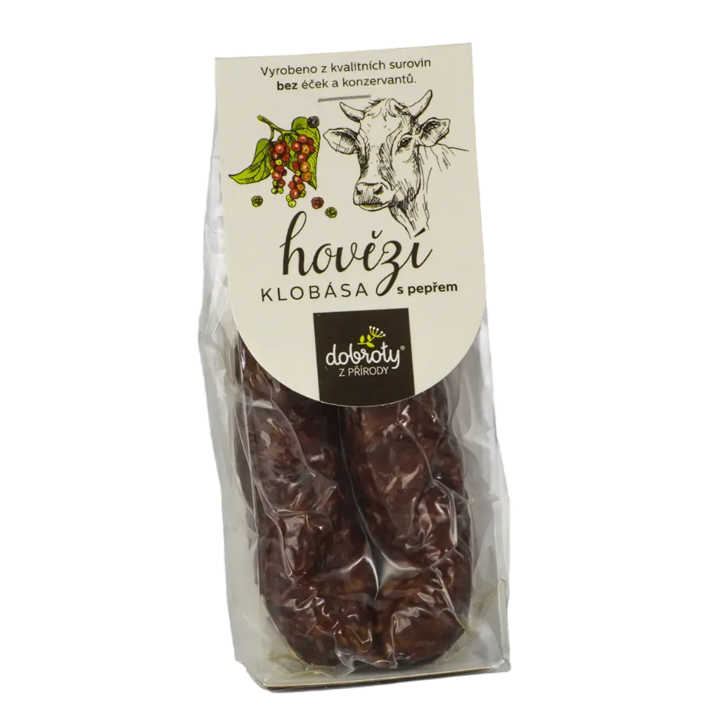[301023] Dobroty z přírody - Hovězí klobása s pepřem 2ks