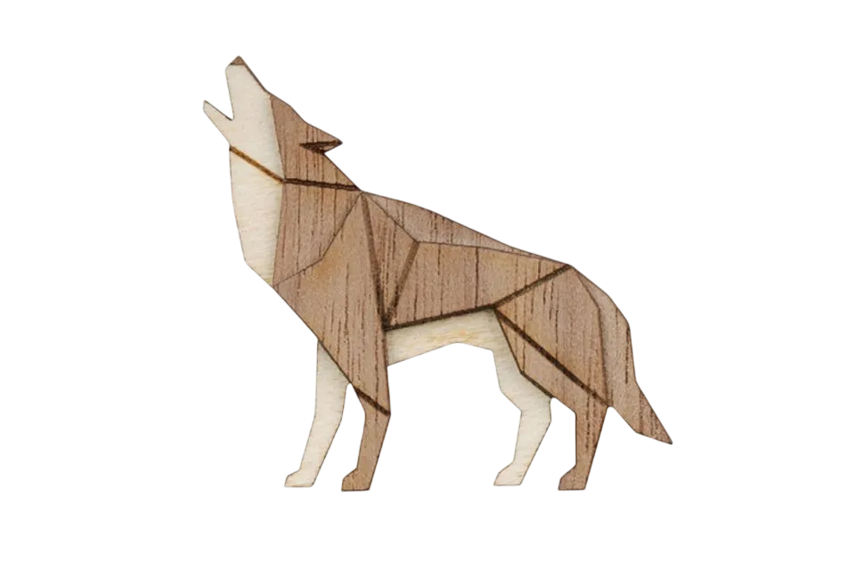 [Walking Wolf Brooch - Dřevěná brož Chodící Vlk] BeWooden - Dřevěná brož Chodící Vlk