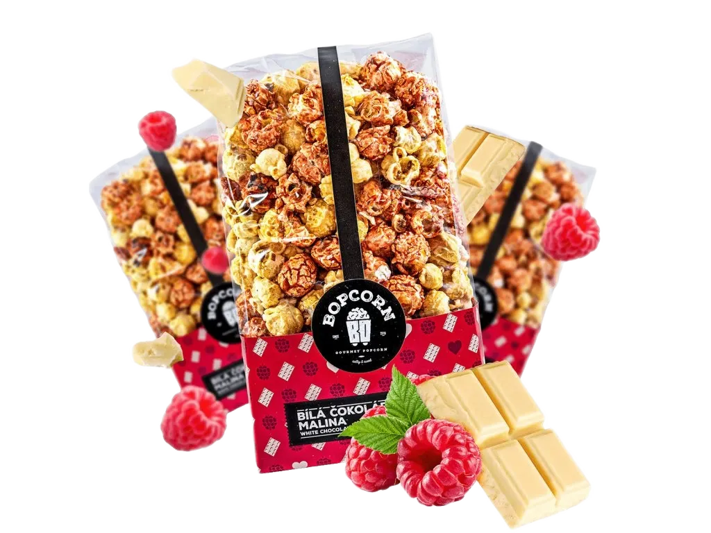 [0-009-1] Bopcorn - Popcorn malina bílá čokoláda 70g