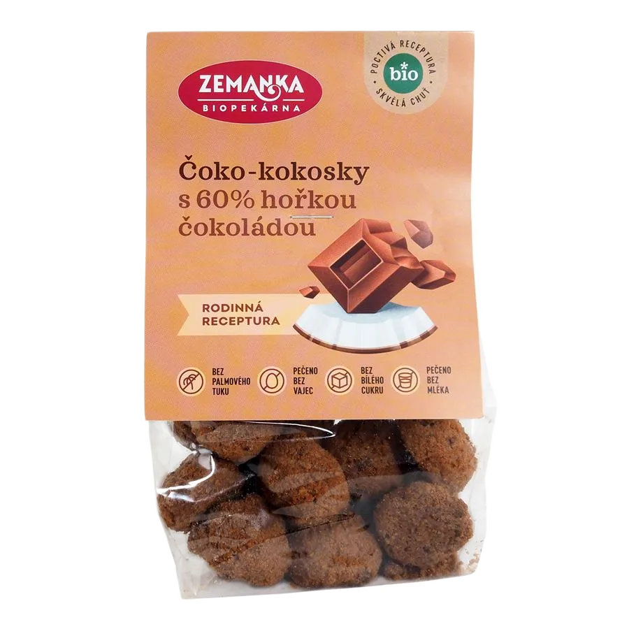 [SUS01] Zemanka Biopekárna - BIO čoko-kokosky s 60% hořkou čokoládou 100g