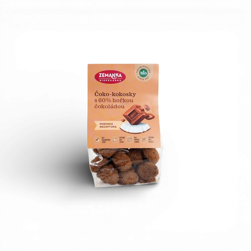 Zemanka Biopekárna - BIO čoko-kokosky s 60% hořkou čokoládou 100g