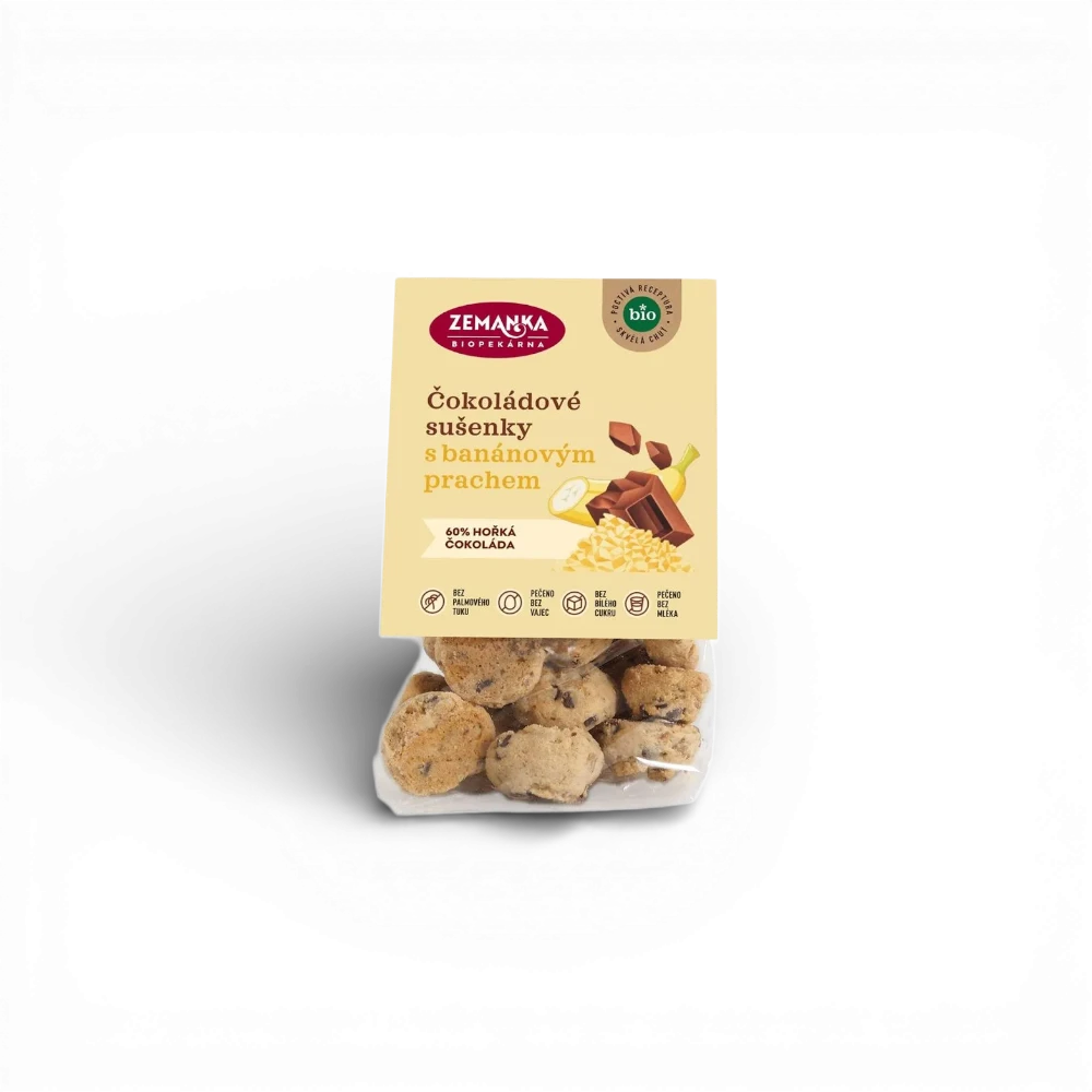Zemanka Biopekárna - BIO sušenky s čokoládou a banánovým prachem 100g