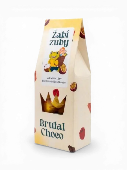 Brutal Choco - Žabí zuby Lyo maracuja v bílé čokoládě s kokosem Žabí zuby 110g