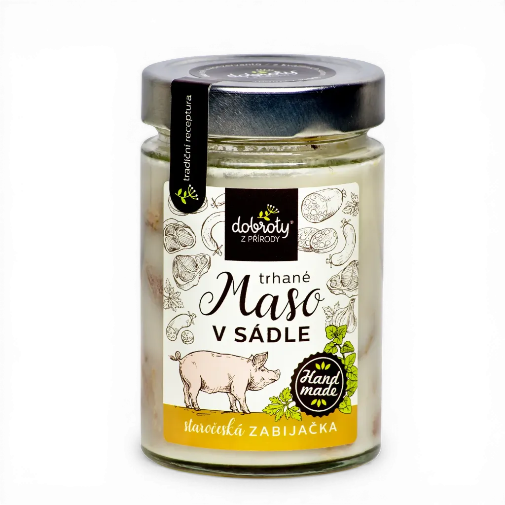 Dobroty z přírody - Trhané maso v sádle 250g